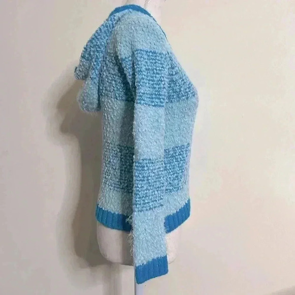 Justice Blue Fuzzy Sweater Hoodie Size 14 - Picture 4 of 7